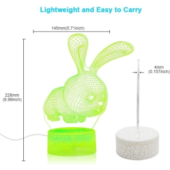 Lampka nocna 3D z pilotem - królik [23040000778]